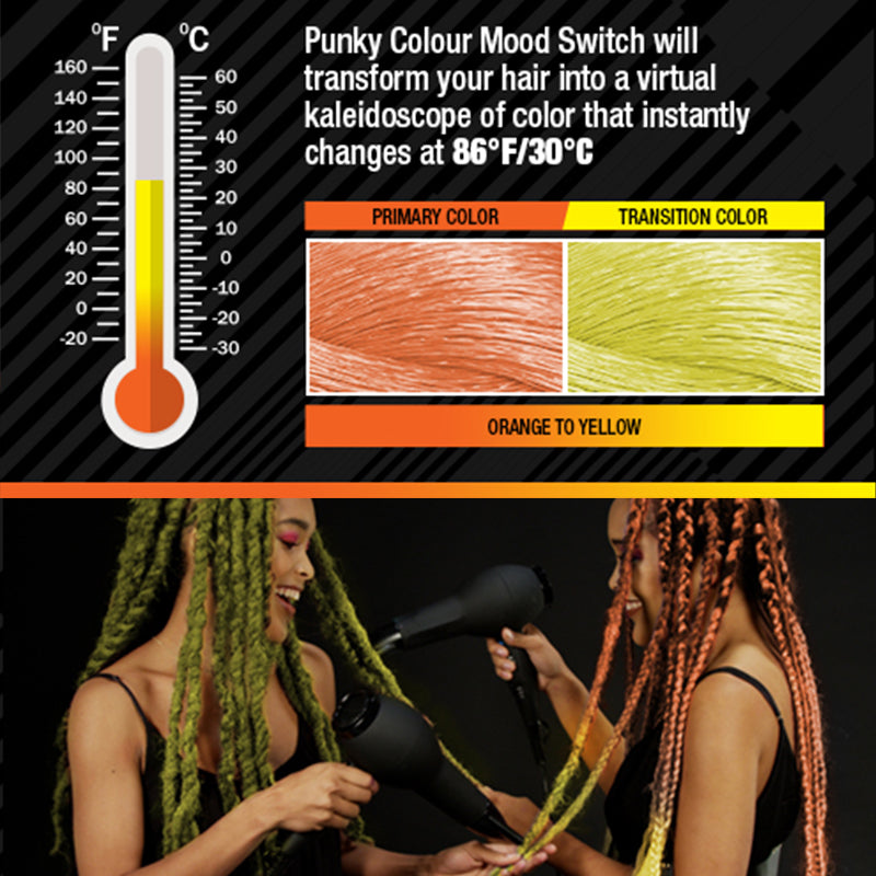 Punky Colour "Mood Switch" Heat Activated Hair Color Change: Orange to Yellow