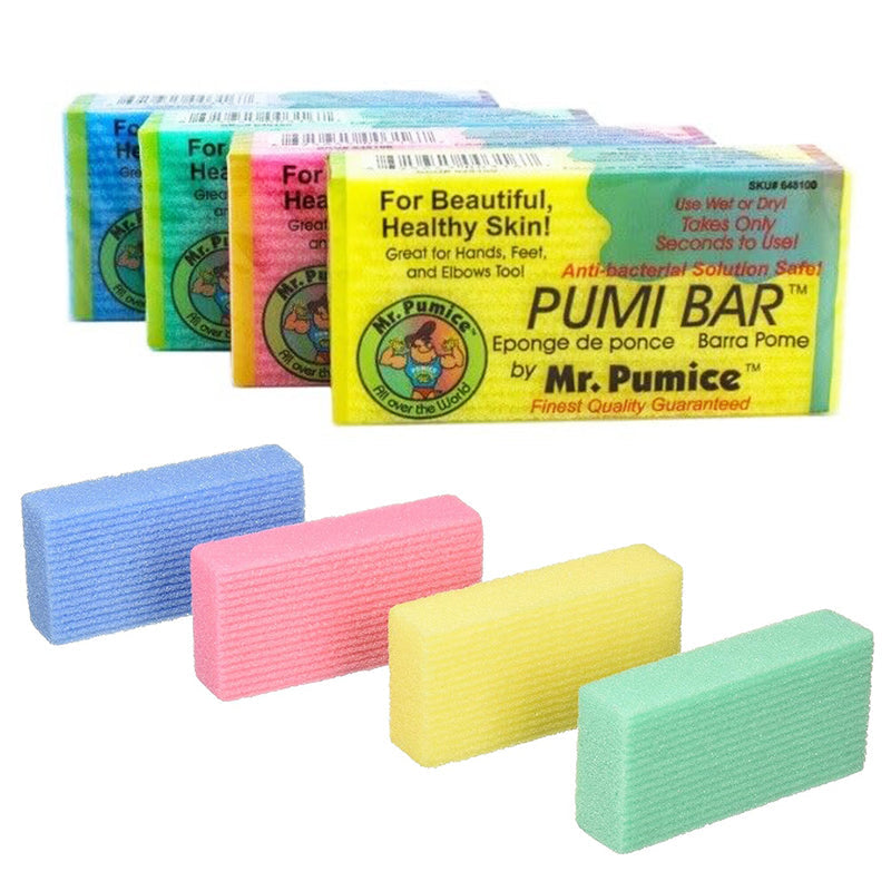 Mr. Pumice PUMI Bar Callus Remover Stone & Foot/Heel Scrubber - Medium Grit (Assorted Colors)
