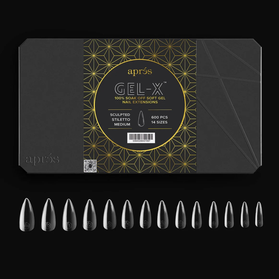 Aprés Gel-X Sculpted Soft Gel Tips 600pcs - Stiletto Medium