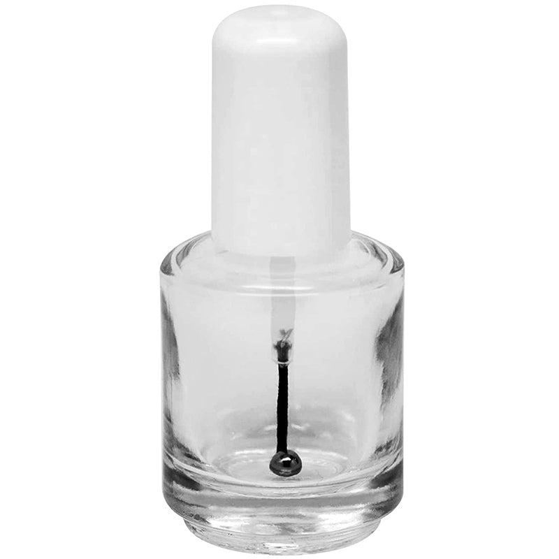 Empty Polish Bottle Clear + Brush + Mixing ball + Cap 0.5 Oz