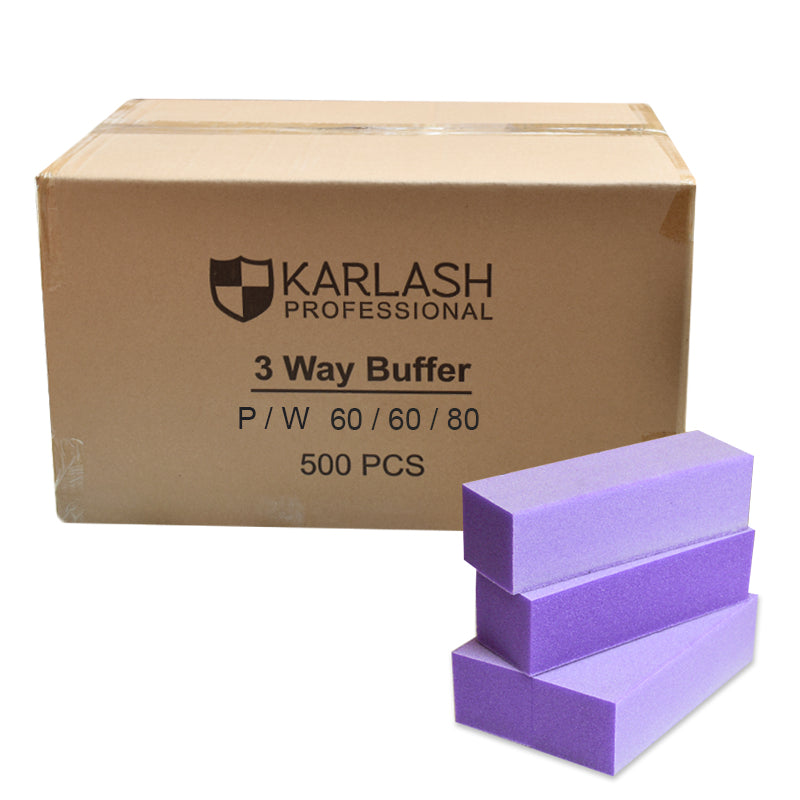 Karlash 3-Way Nail Buffer Sanding Block 60/80 Grit (Purple White)