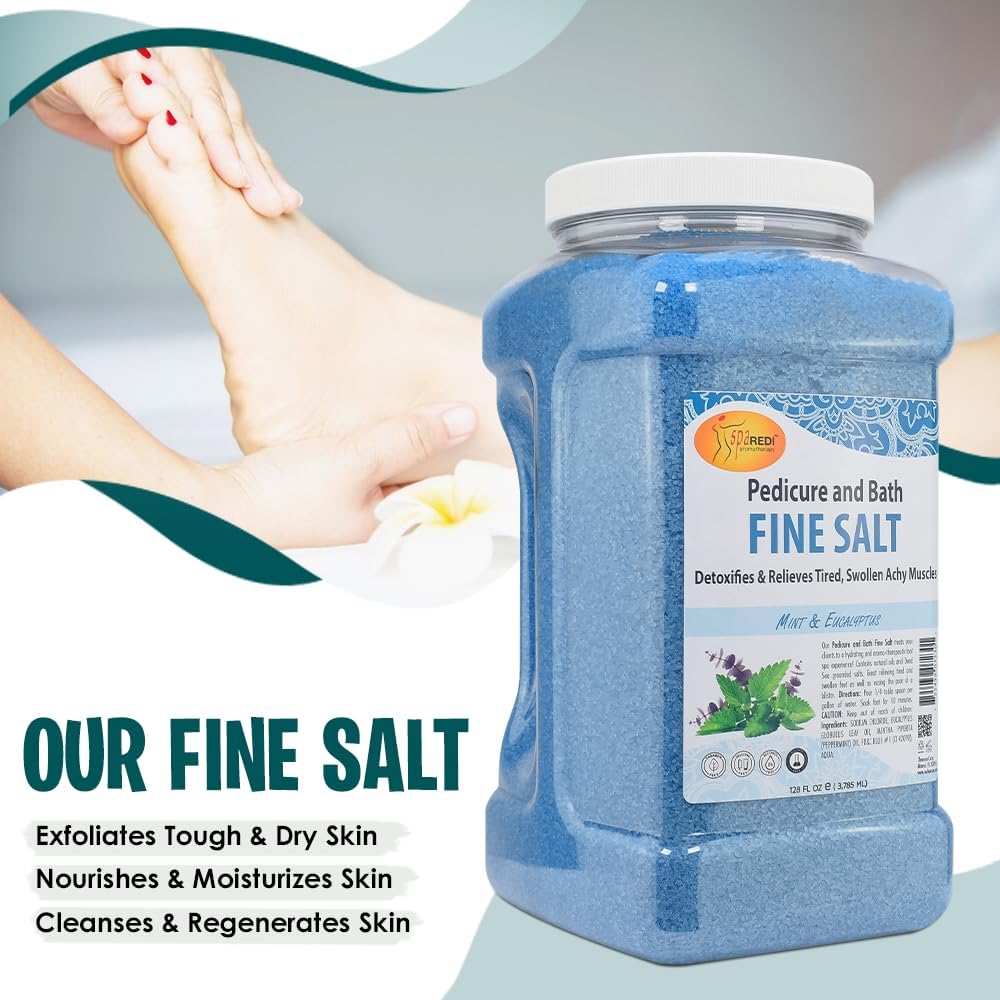 SPAREDI Pedicure and Bath Soak Fine Salt Mint & Eucalyptus Bucket (5 gallon size)