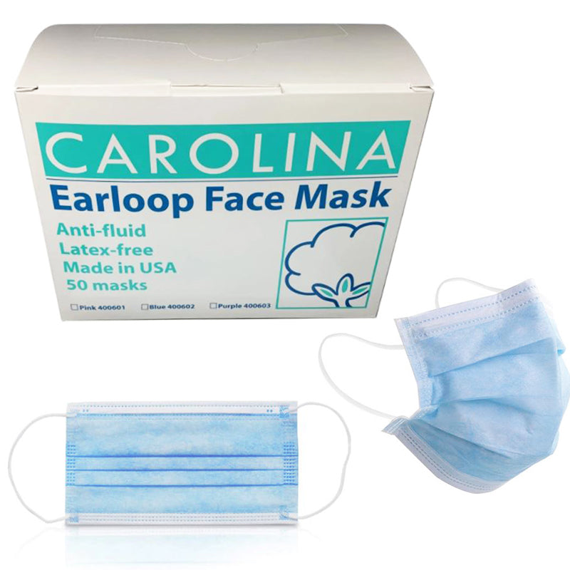 Carolina Cotton Earloop Face Mask Blue 50pcs
