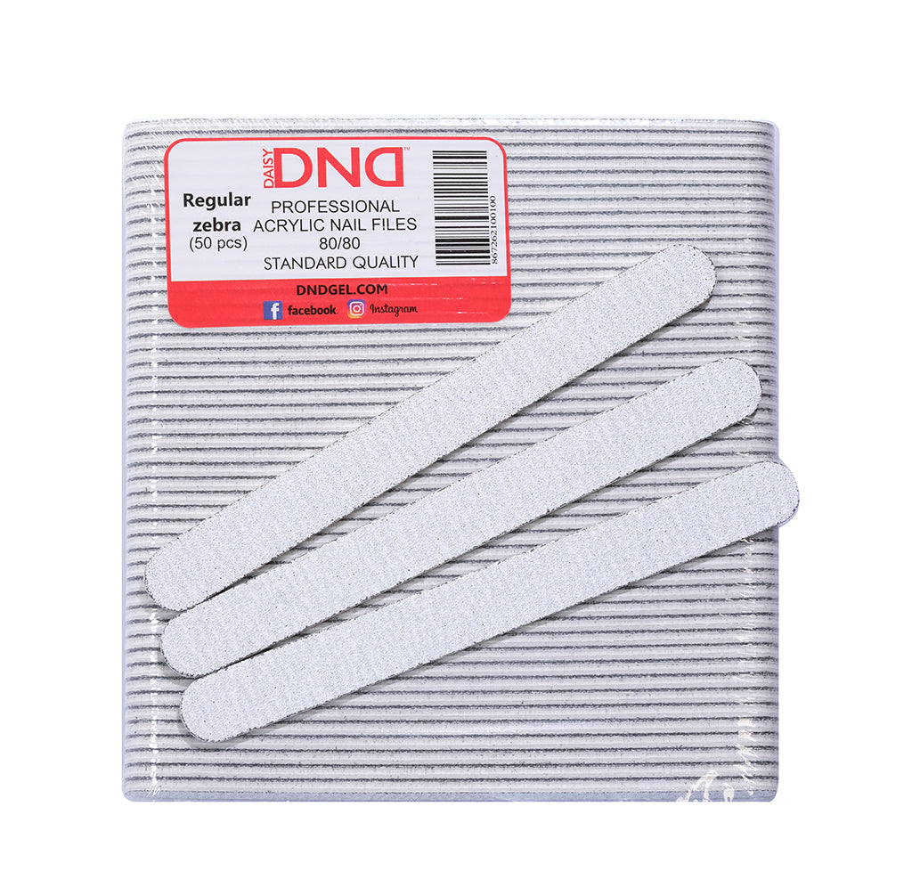 DND Round Regular Zebra Nail File 80/80 (50 pcs/pk)