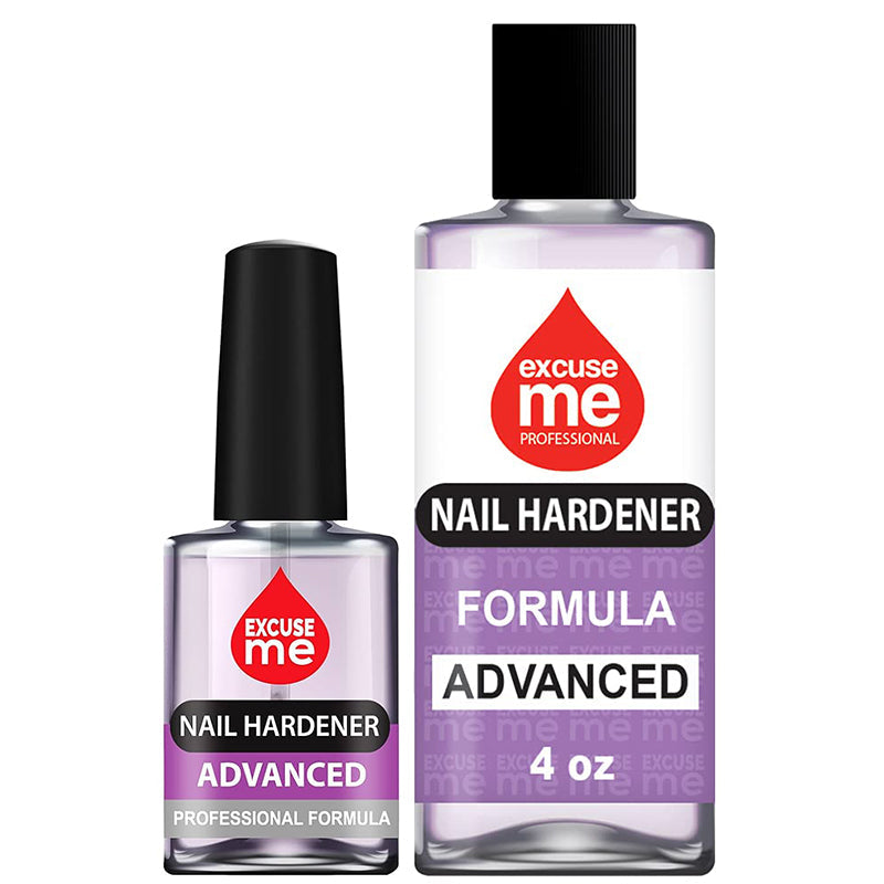 Excuse Me Nail Hardener Advanced Formula Strengthener Nail Growth System 4 oz & 0.5 oz Kit