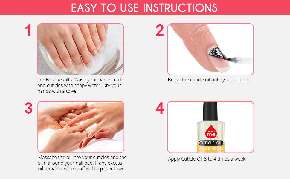 Excuse Me Cuticle Oil With Brush SET OF 6 Different Scents (BULK DISCOUNT)