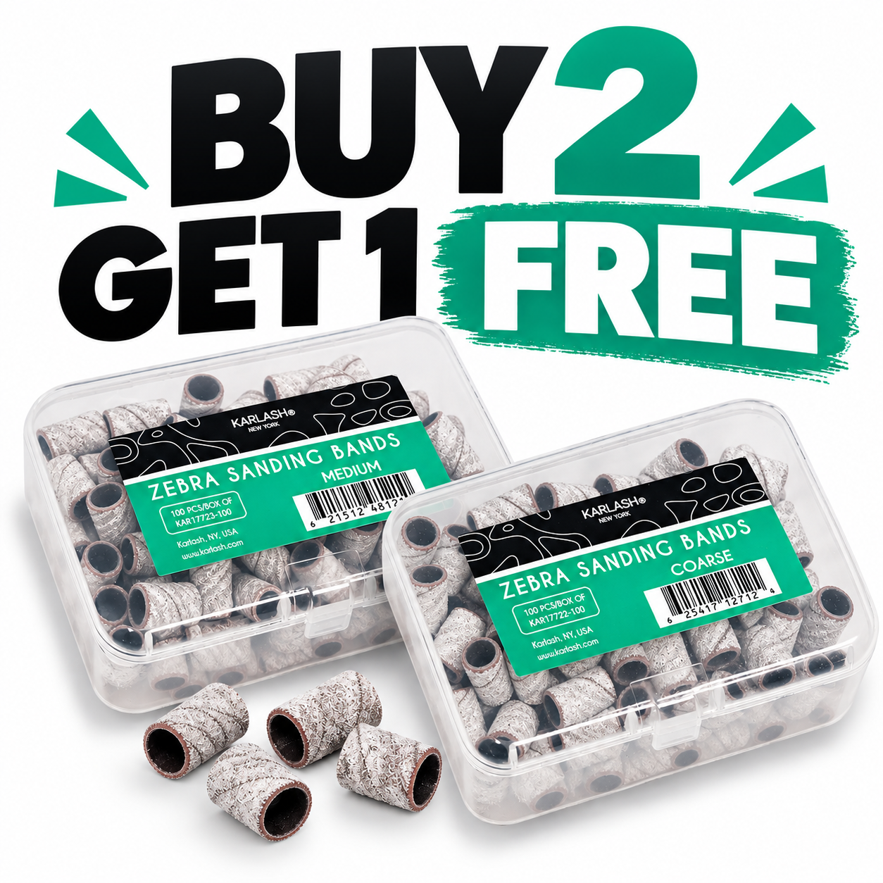 Karlash Professional Nail Sanding Bands Zebra - 100 Count (BUY 2 GET 1 FREE)