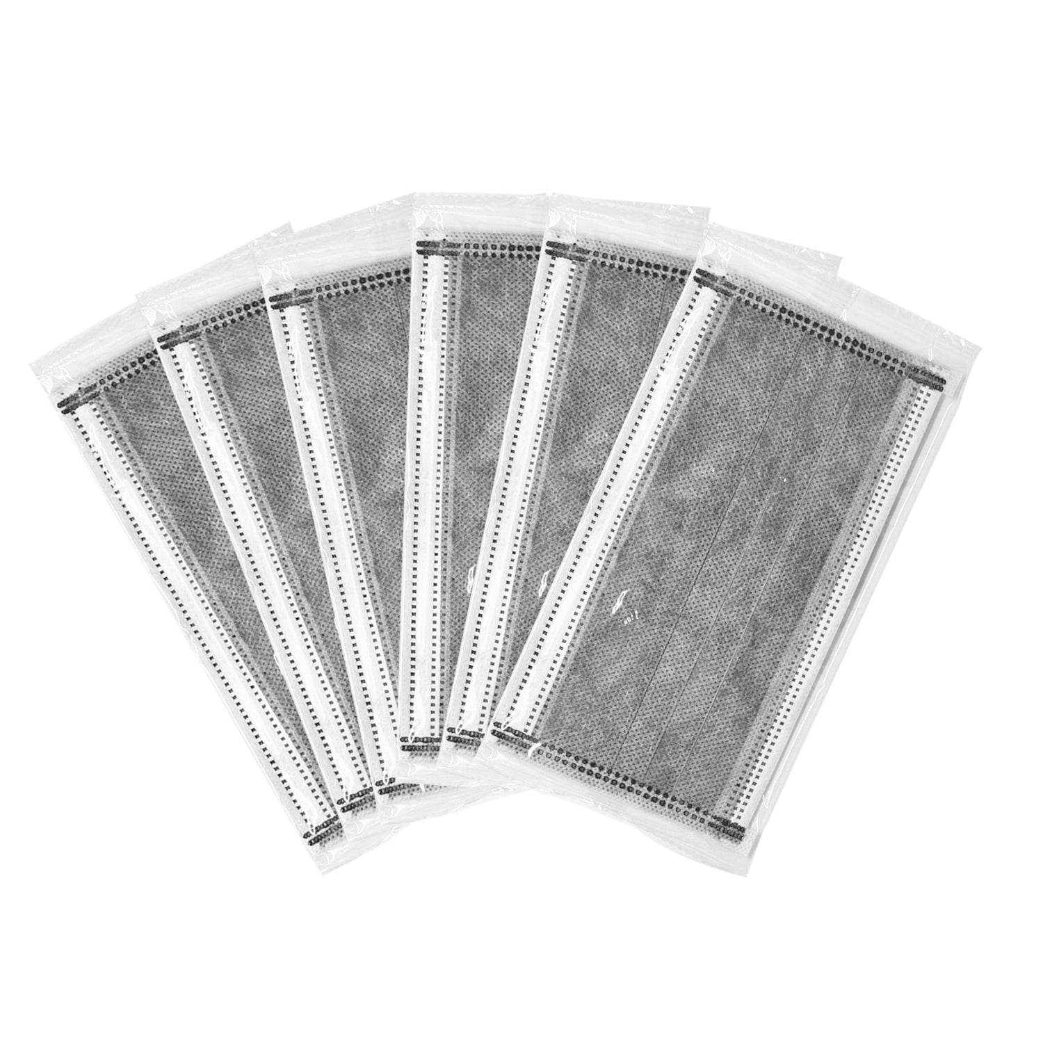Karlash Carbon Mask 3-Ply Disposable Face Mask Individually Wrapped with Elastic Earloops, Face Protection