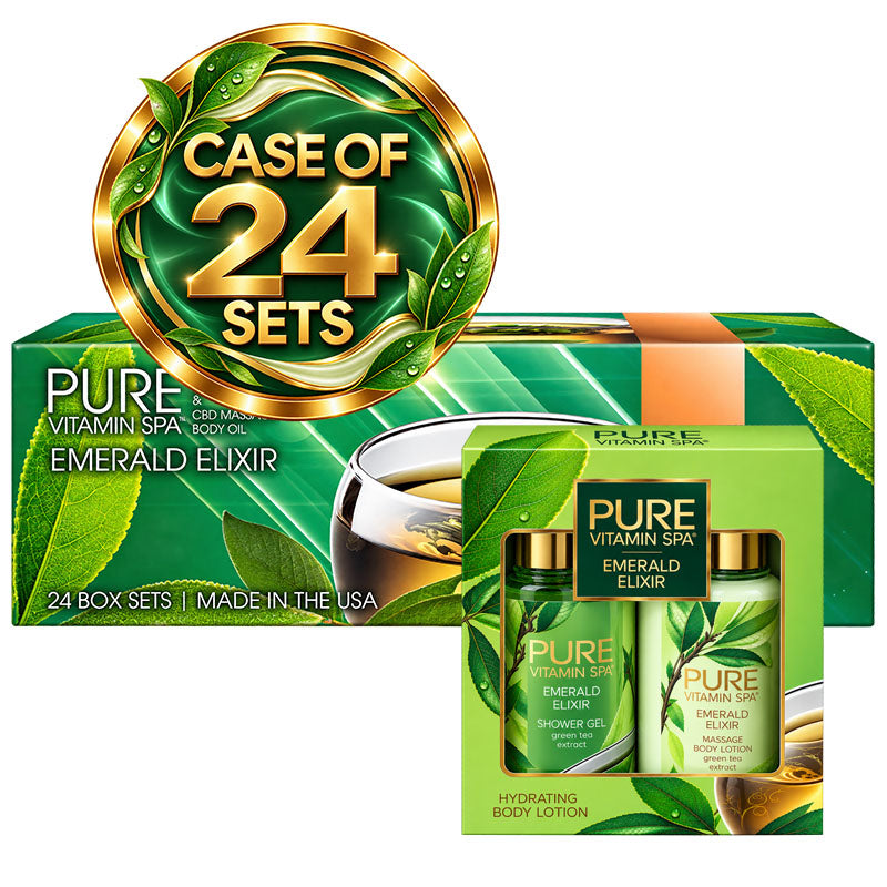 Pure Vitamin Spa Gift Set Massage Oil & Lotion 3.3 oz - Emerald Elixir (Case of 24)