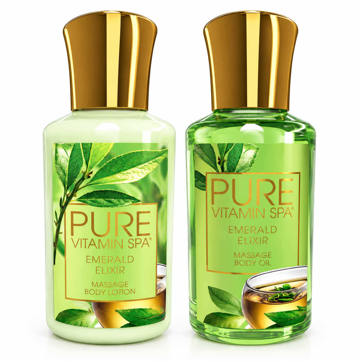 Pure Vitamin Spa Gift Set Massage Oil & Lotion 3.3 oz - Emerald Elixir (Case of 24)