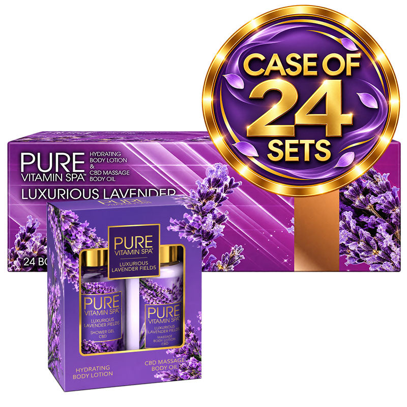 Pure Vitamin Spa Gift Set Massage Oil & Lotion 3.3 oz - Luxurious Lavender Fields (Case of 24)