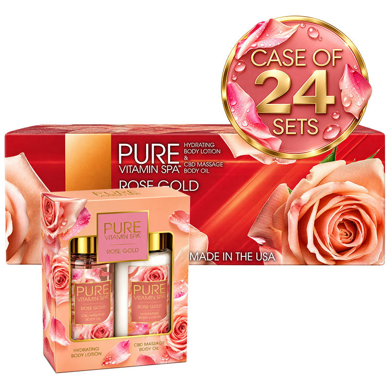 Pure Vitamin Spa Gift Set Massage Oil & Lotion 3.3 oz - Rose Gold (Case of 24)