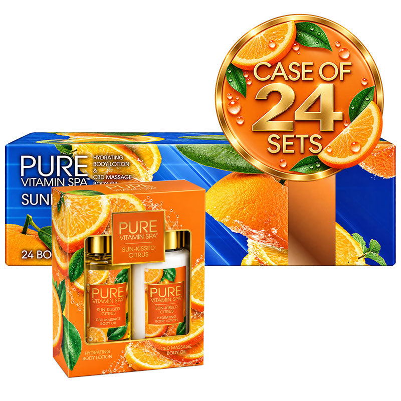 Pure Vitamin Spa Gift Set Massage Oil & Lotion 3.3 oz - Sun-Kissed Citrus (Case of 24)