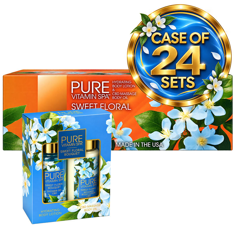 Pure Vitamin Spa Gift Set Massage Oil & Lotion 3.3 oz - Sweet Floral Bouquet (Case of 24)