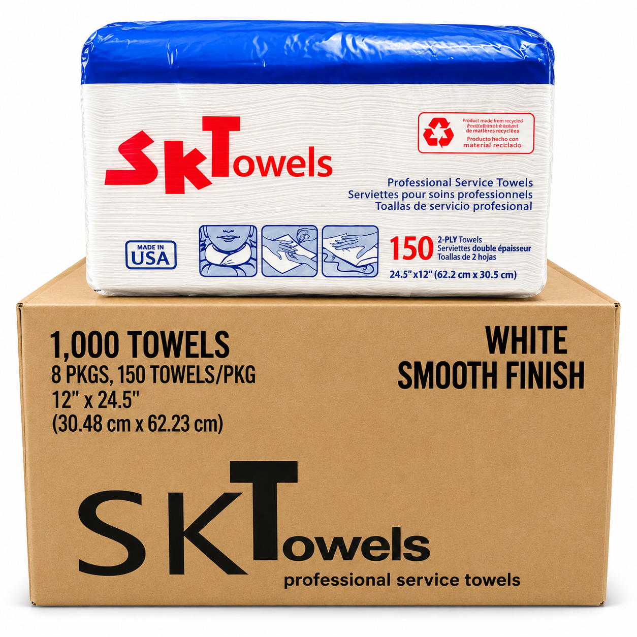 Graham Beauty SKT Towels Professional Service Towels 150-Count, 2-Ply, 12"x24.5" (Case of 8)