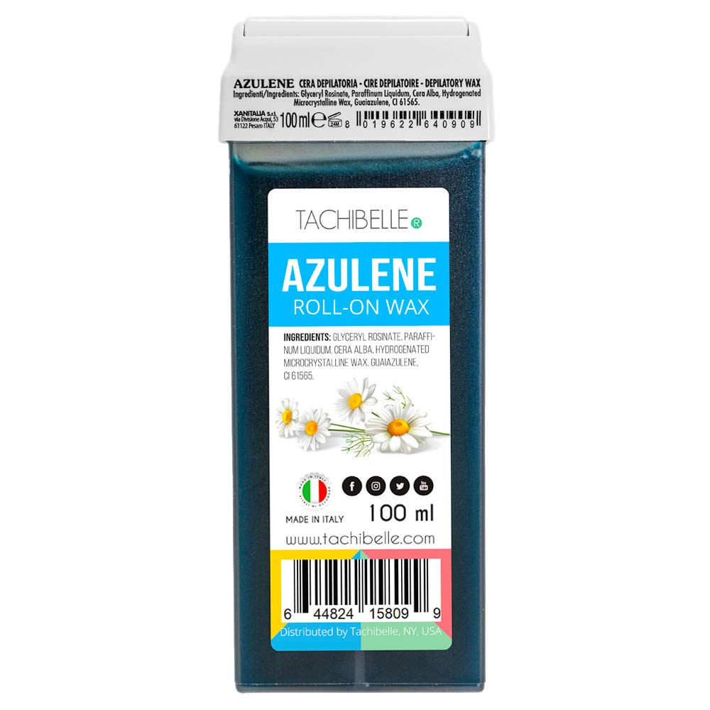 TACHIBELLE AZULENE ROLL ON wax, body Hair Removal Wax Cartridge, for Professional or Home uses, 100 ml