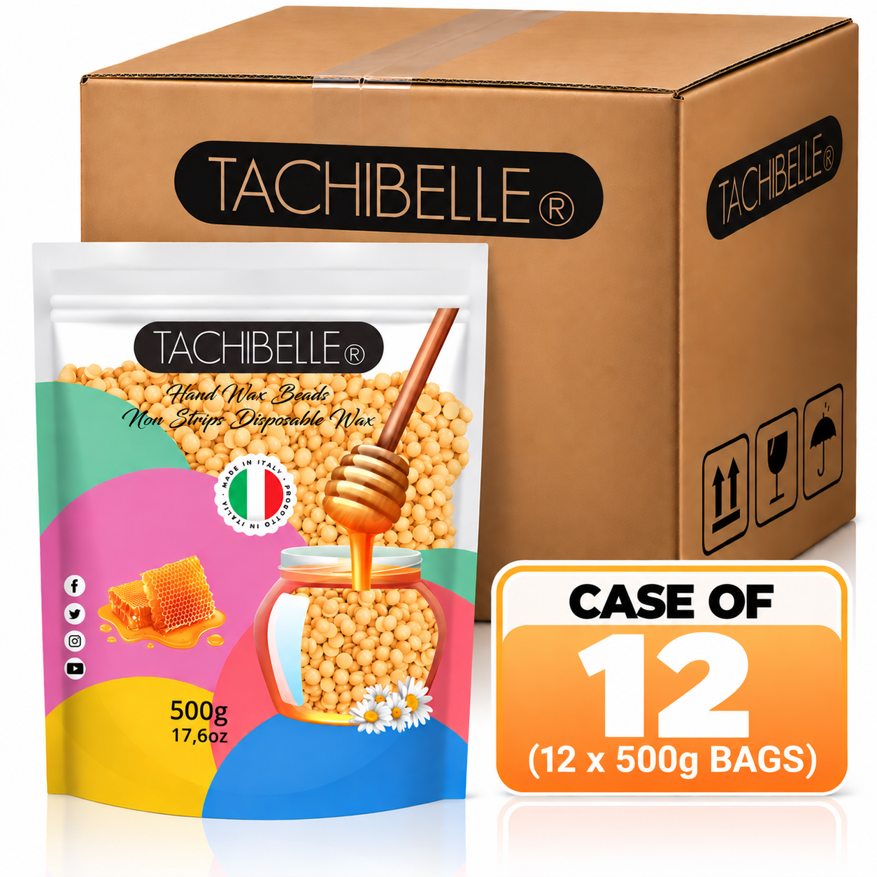 Tachibelle Bead Hard Wax 500g (Case Of 6 or 12)