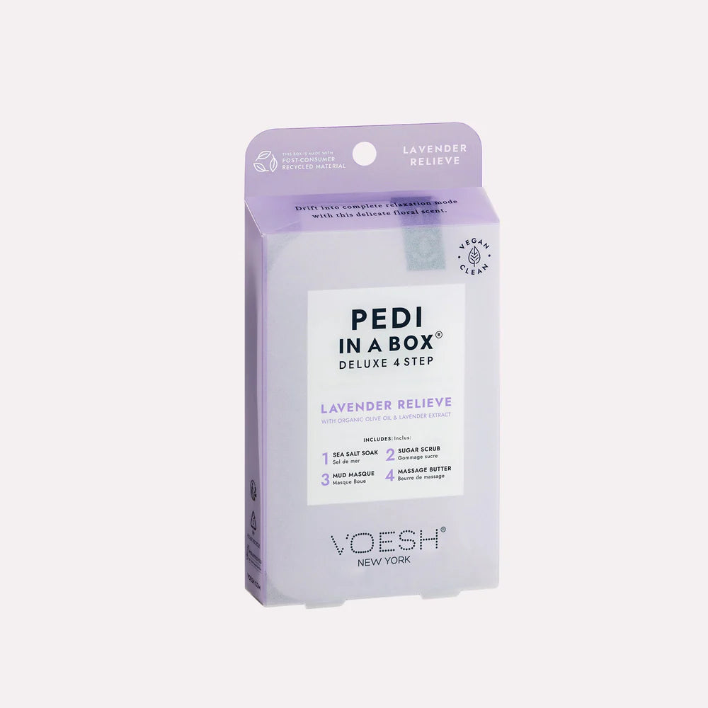 VOESH Pedi In A Box Deluxe 4 Step Pedicure Kit Lavender Relieve 50 Count/Case