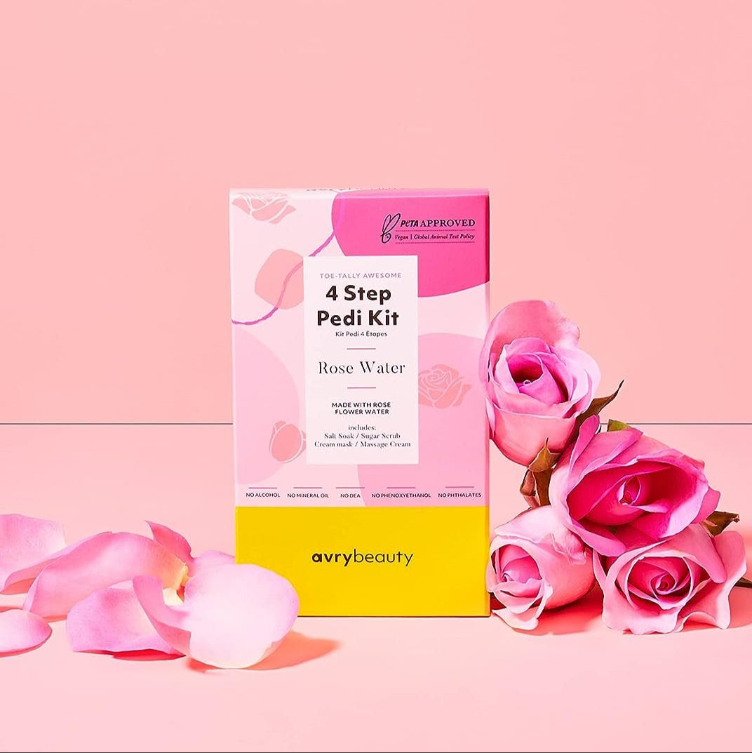 AVRYBEAUTY 4-Step Pedi Rose Water Scented Pedi Kit
