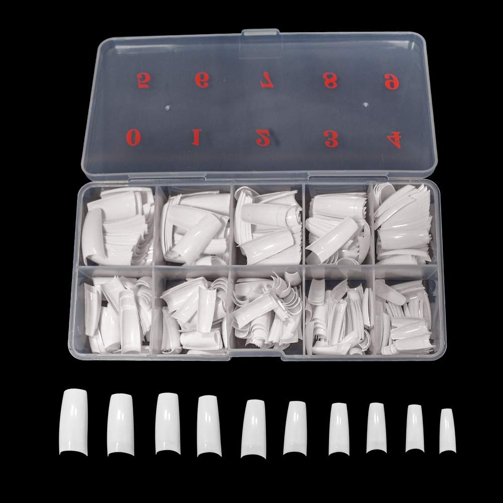 Karlash White Tips 500 pcs Lady French Acrylic Style Artificial False Nails Half Tips & Box