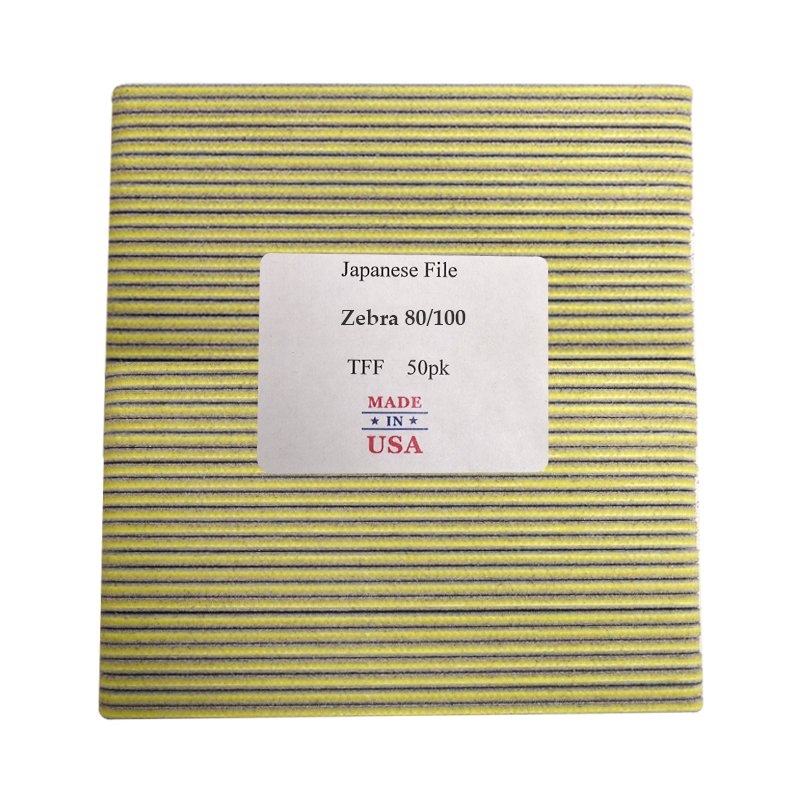 Best File Double Sided Zebra Nail File 80/100 Grit - 50 Count