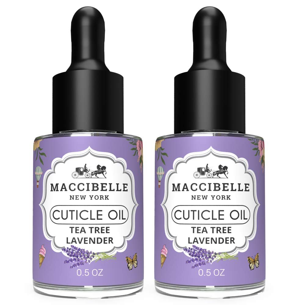 Maccibelle Cuticle Oil Heals Dry Cracked Cuticles 0.5 oz 2 Bottles (Tea Tree Lavender)
