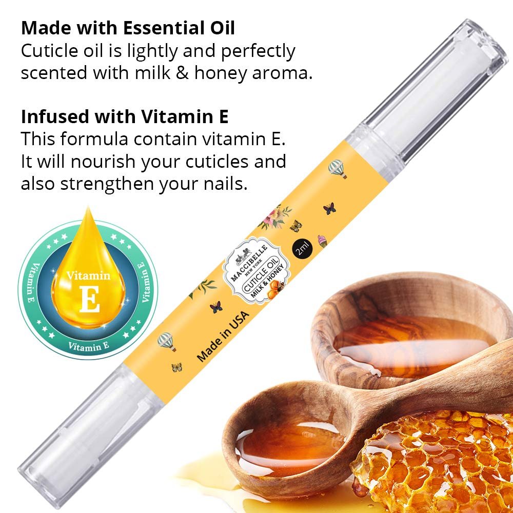 Maccibelle Cuticle Oil Set of 3 Oil Flavors, Help to Heals Dry Cracked Cuticles