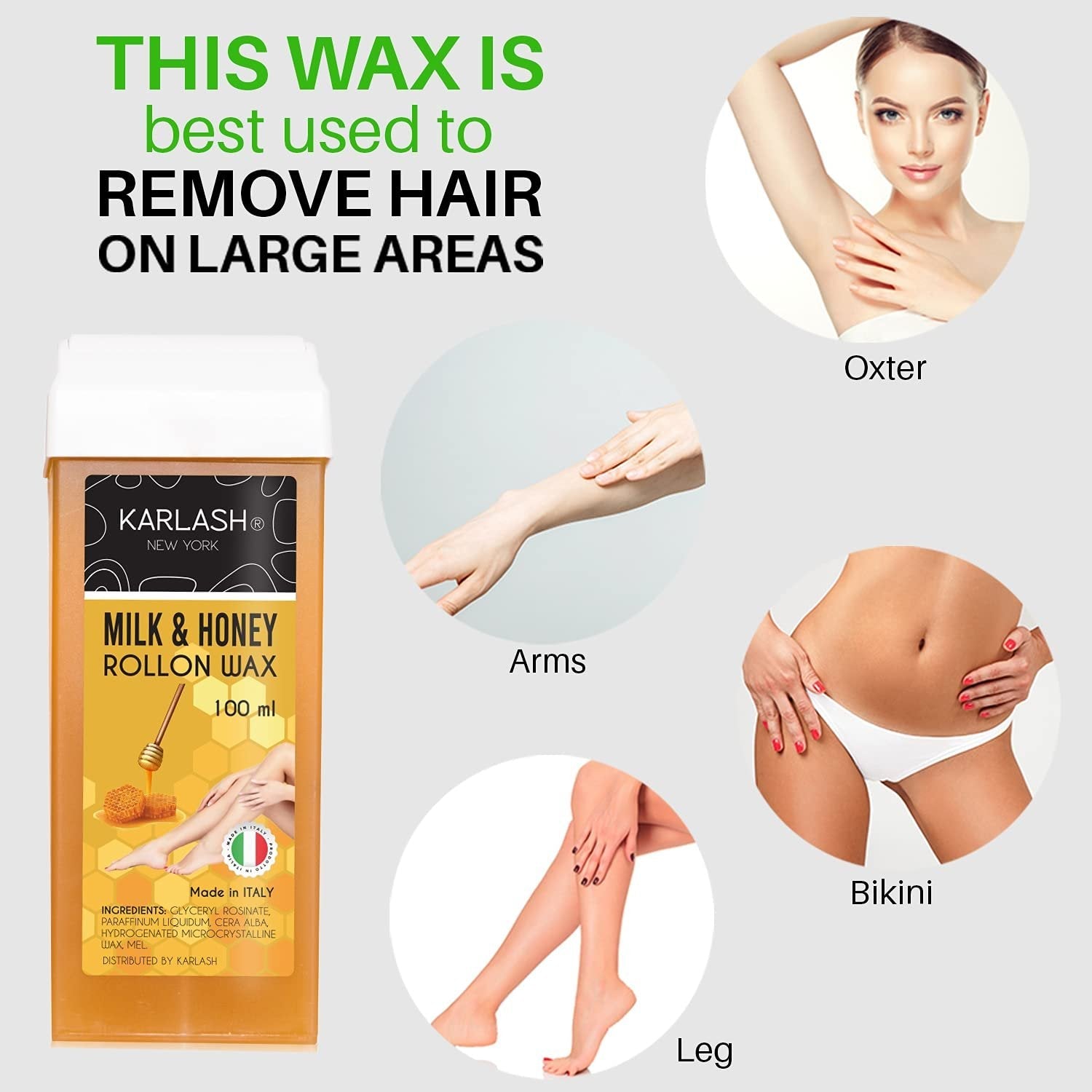 Karlash Professional Honey Roll On Wax, Depilatory Hair Wax Cartridge 100 ml Honey