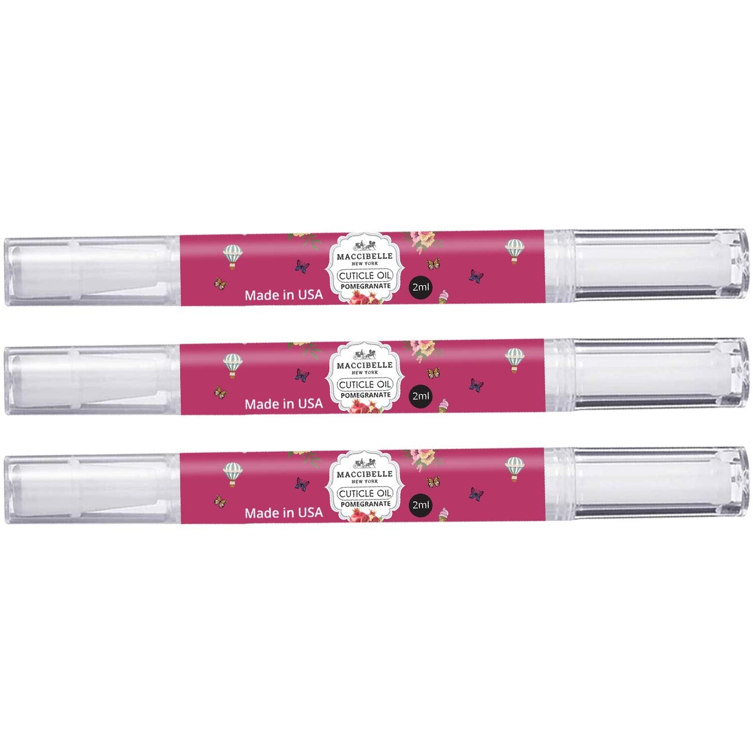 Maccibelle 3 PCS Pomegranate Pure Cuticle & Nail Oil Pen 2ml Heals Dry Cracked Cuticles.