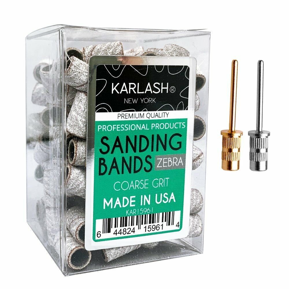 Karlash Professional Nail Sanding Bands Zebra Coarse Grit File + Free 2 Mandrel