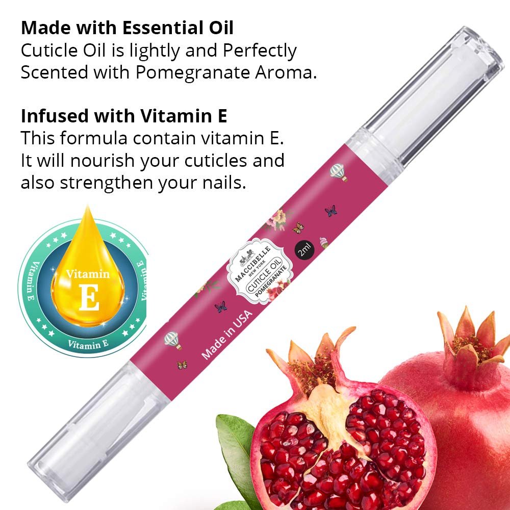 Maccibelle Cuticle Oil Set of 3 Oil Flavors, Help to Heals Dry Cracked Cuticles