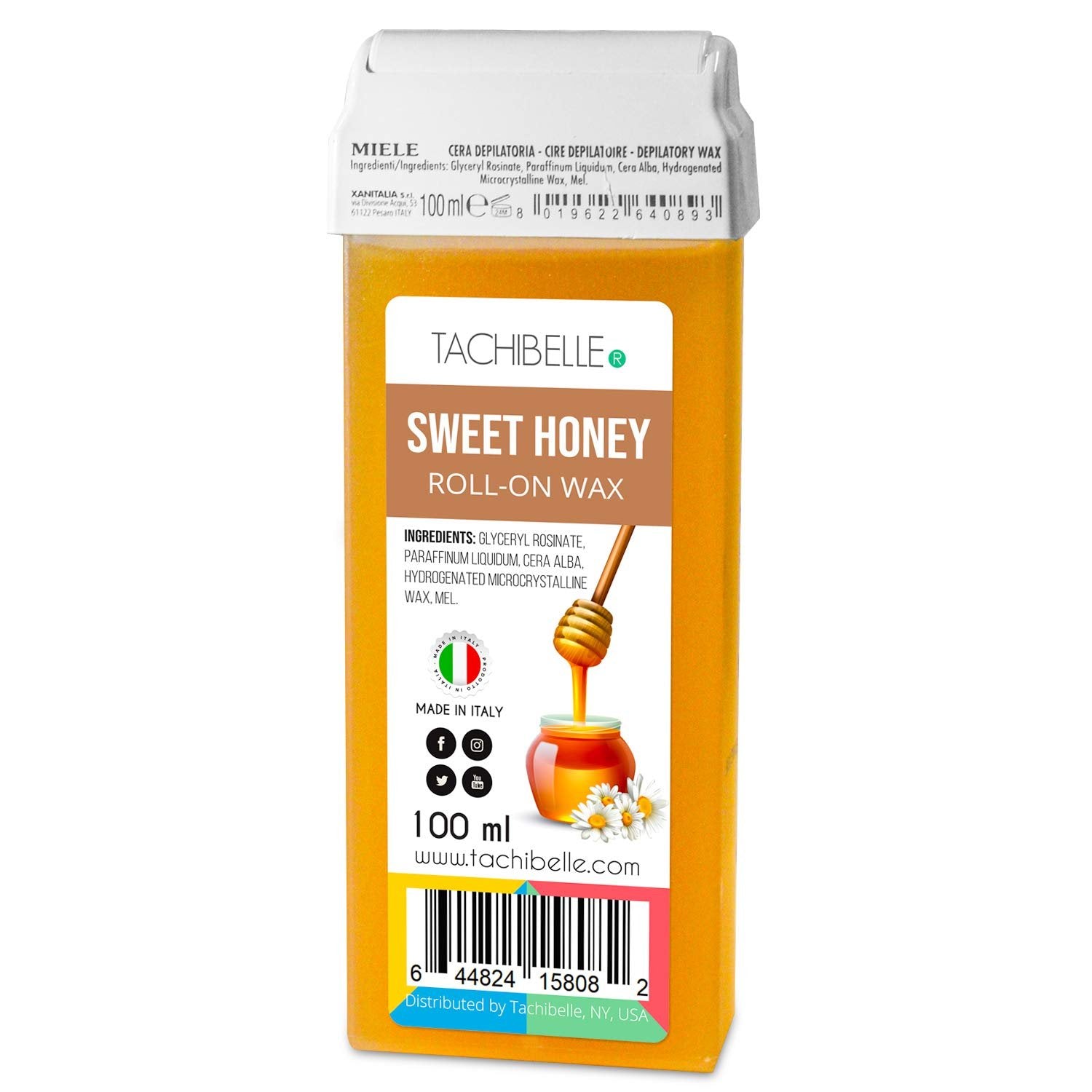 TACHIBELLE SWEET HONEY ROLL ON wax, body Hair Removal Wax Cartridge, for Professional or Home uses, 100 ml