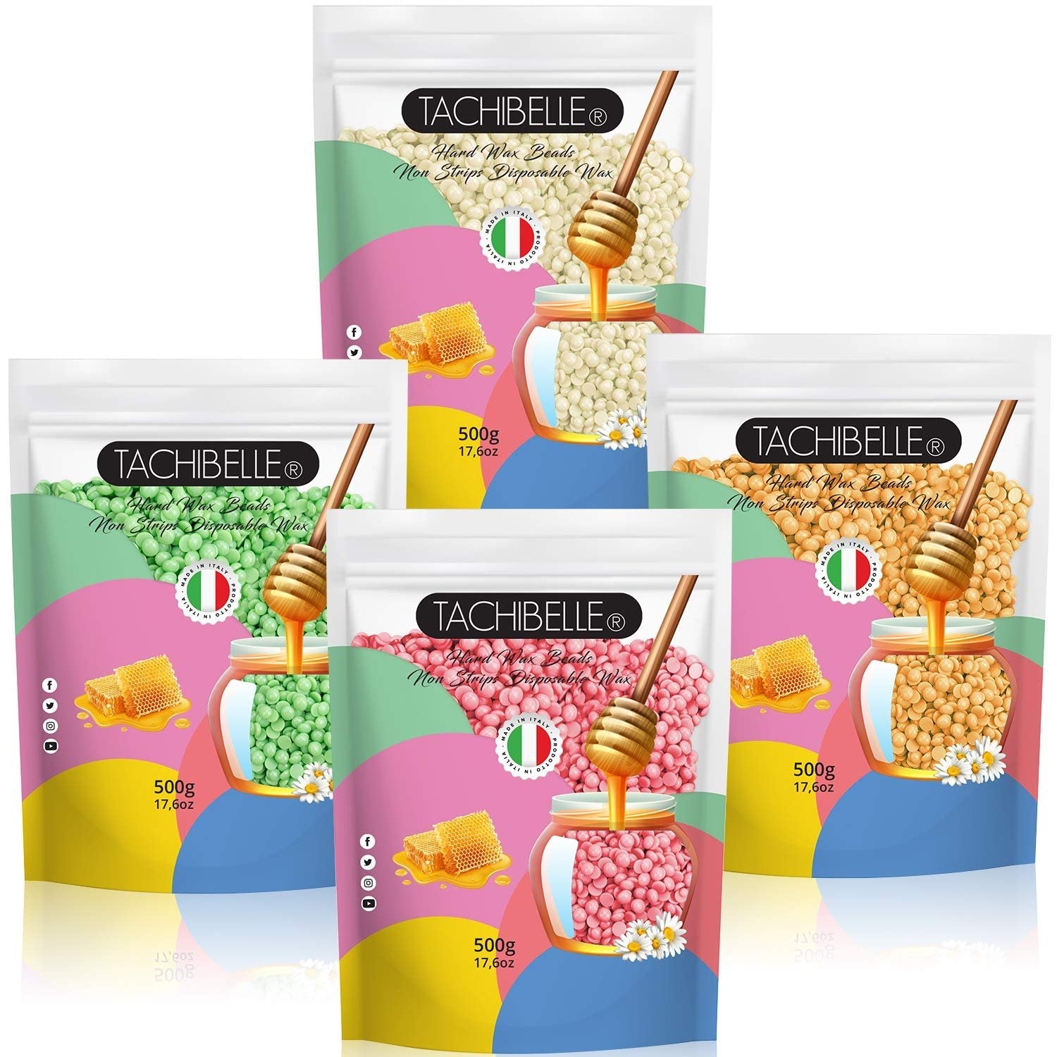Tachibelle Bead Hard Wax 500g 4 Scent Pack (Coconut, Passion Fruit, Mango, Lime)