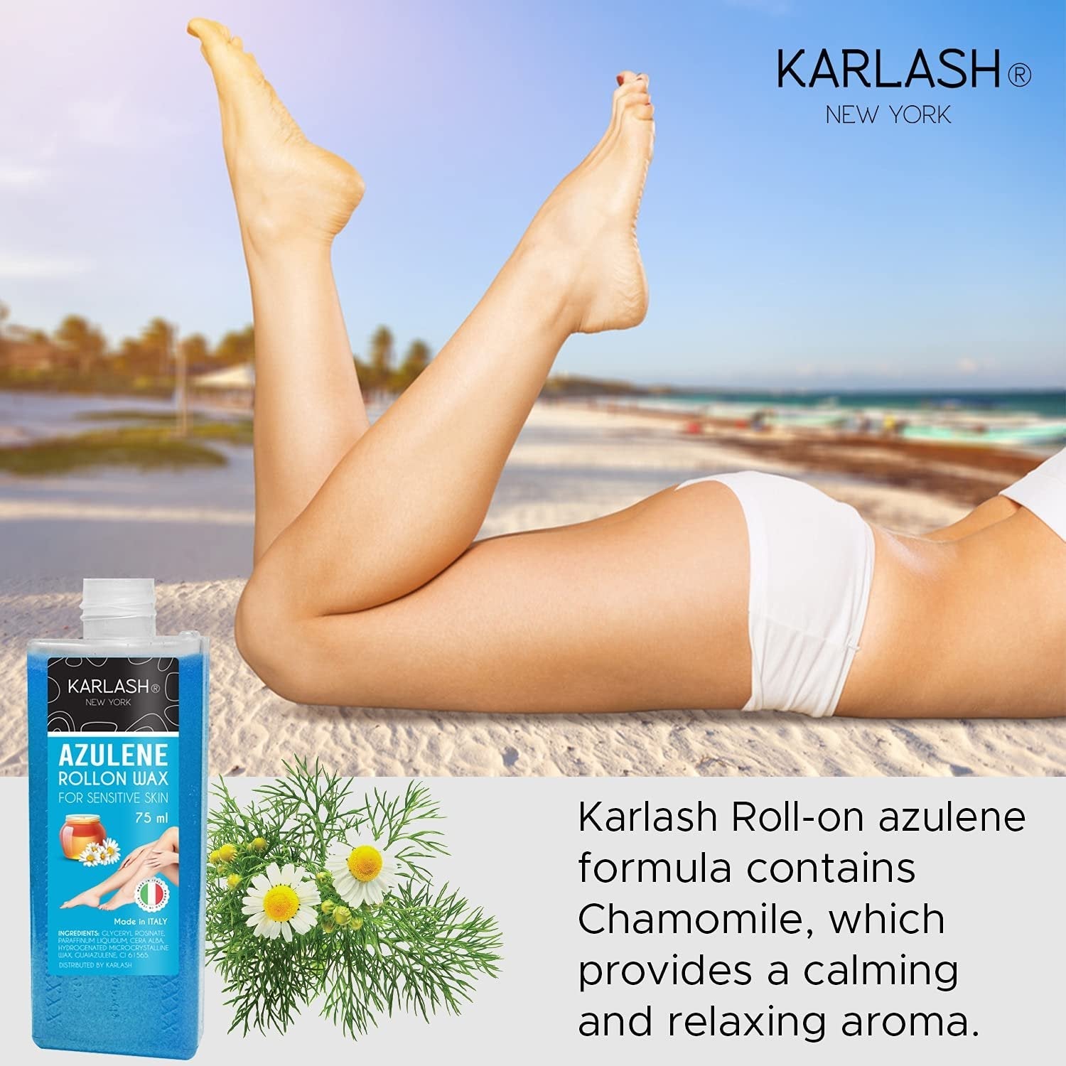 Karlash Professional Azulene Roll On Wax for Sensitive Skin Wax Cartridge 75 ml