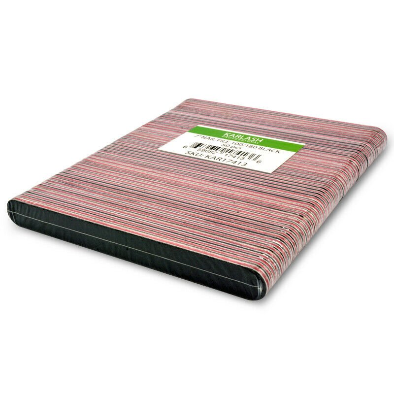 Karlash Professional Double Sided Emery Board 7" Black Nail File 100/100 Grit 50pcs
