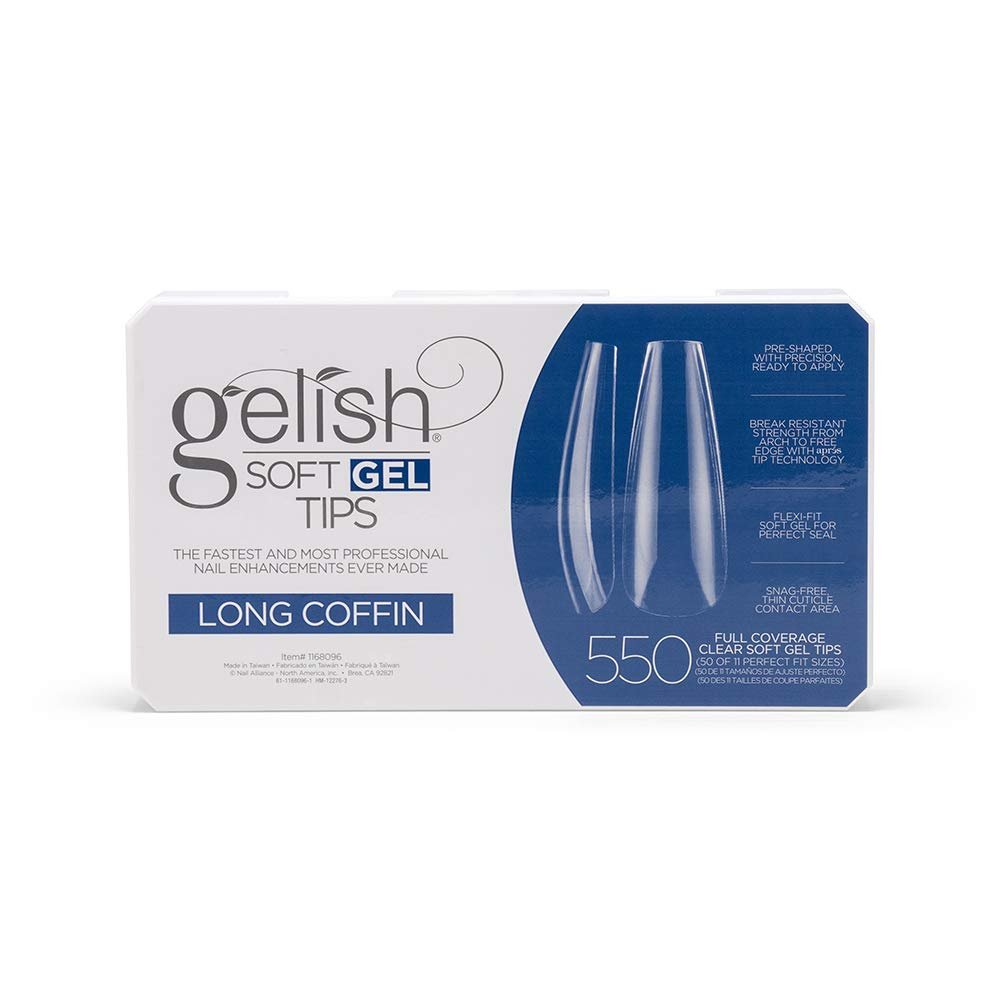 Gelish Soft Gel Tips Long Coffin 550ct