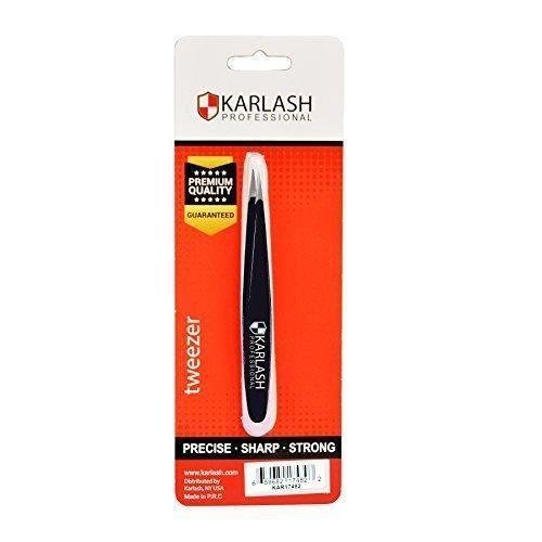 Karlash Point Tweezers Stainless Steel Point Tip Tweezer - Black