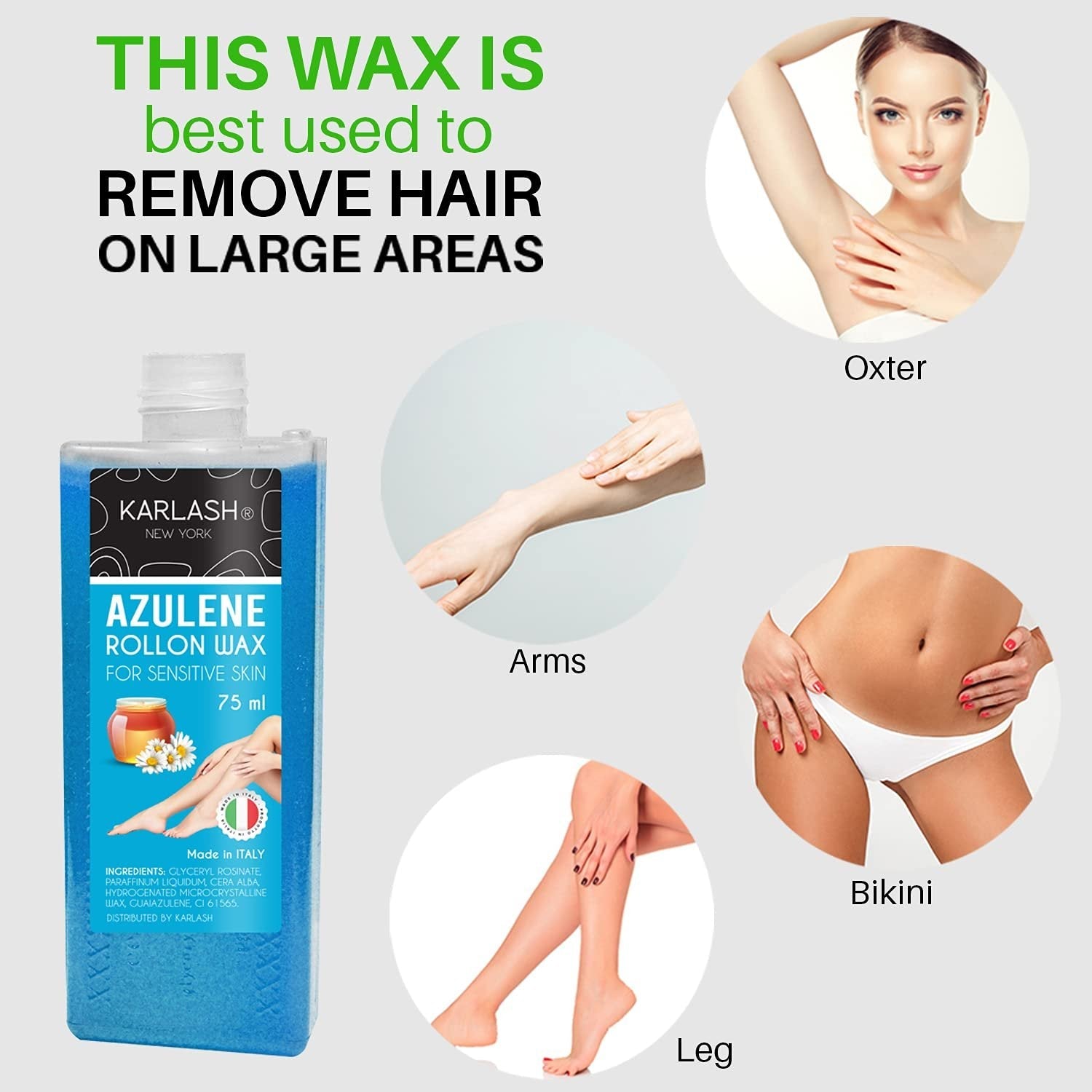 Karlash Professional Azulene Roll On Wax for Sensitive Skin Wax Cartridge 75 ml