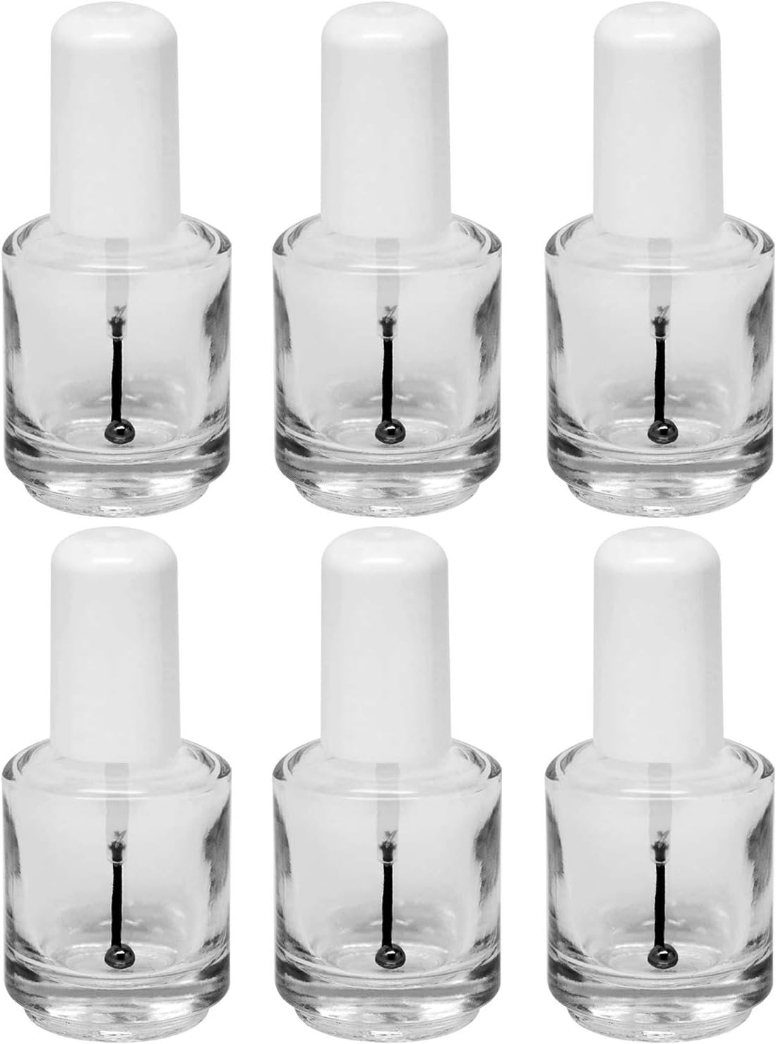 Empty Polish Bottle Clear + Brush + Mixing ball + Cap 0.5 Oz