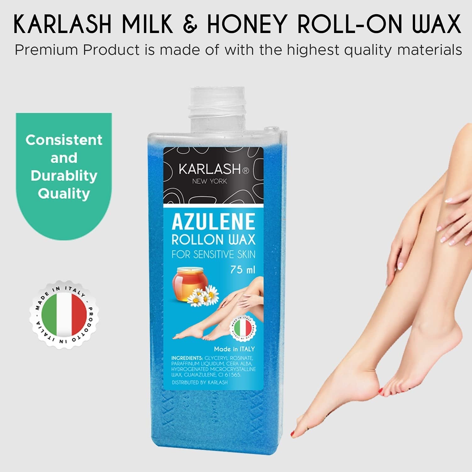 Karlash Professional Azulene Roll On Wax for Sensitive Skin Wax Cartridge 75 ml