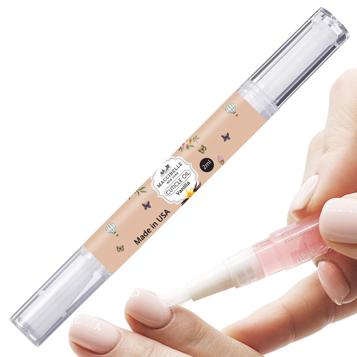Maccibelle 2 PCS Pure Cuticle & Nail Oil Pen 2ml Heals Dry Cracked Cuticles. (Vanilla)