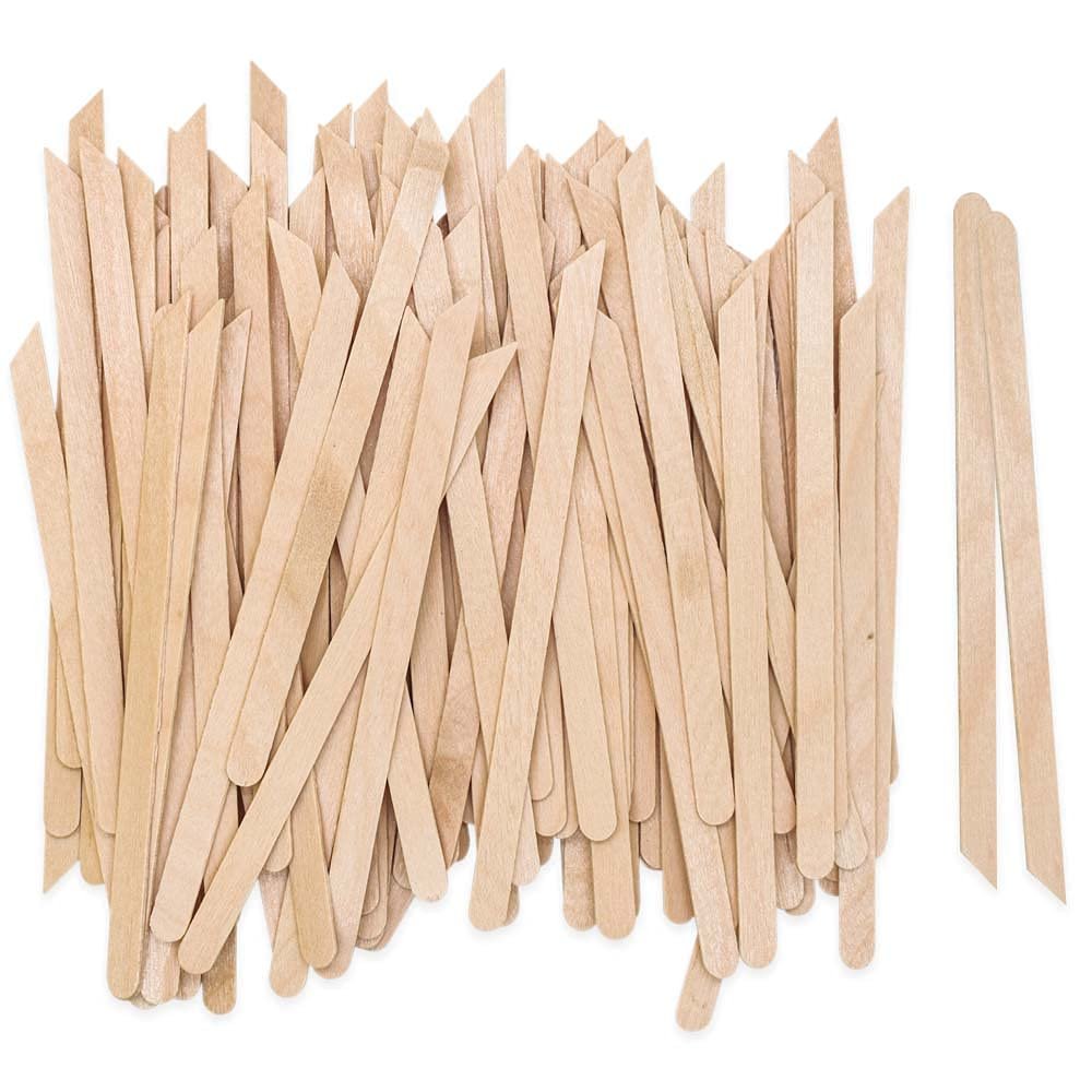 Karlash Small Wax Sticks Wood Spatulas Applicator for Body Hair Eyebrow Lip Nose Removal Slanted/Round