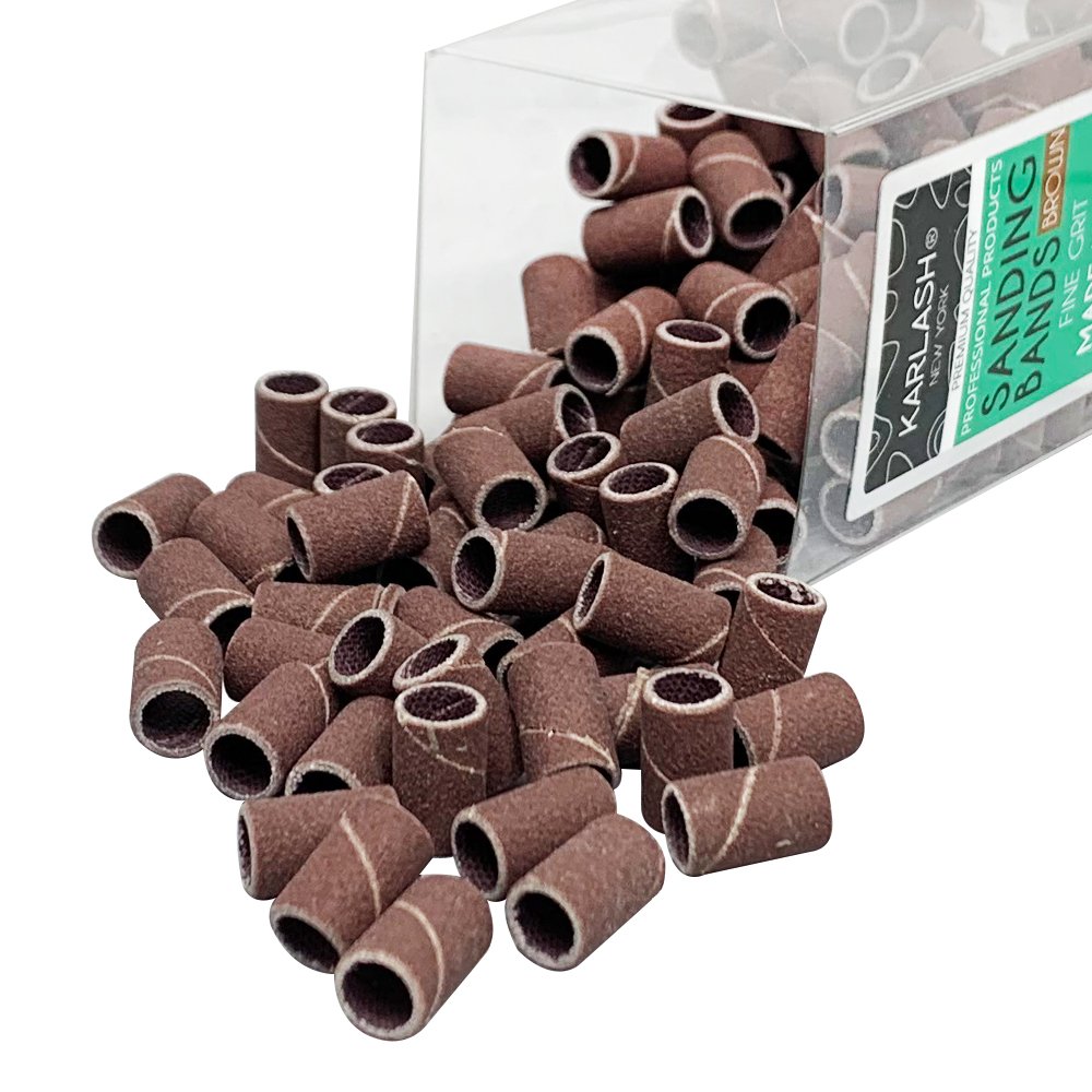 Karlash Professional Nail Sanding Bands Brown Fine Grit File + Free 2 Mandrel