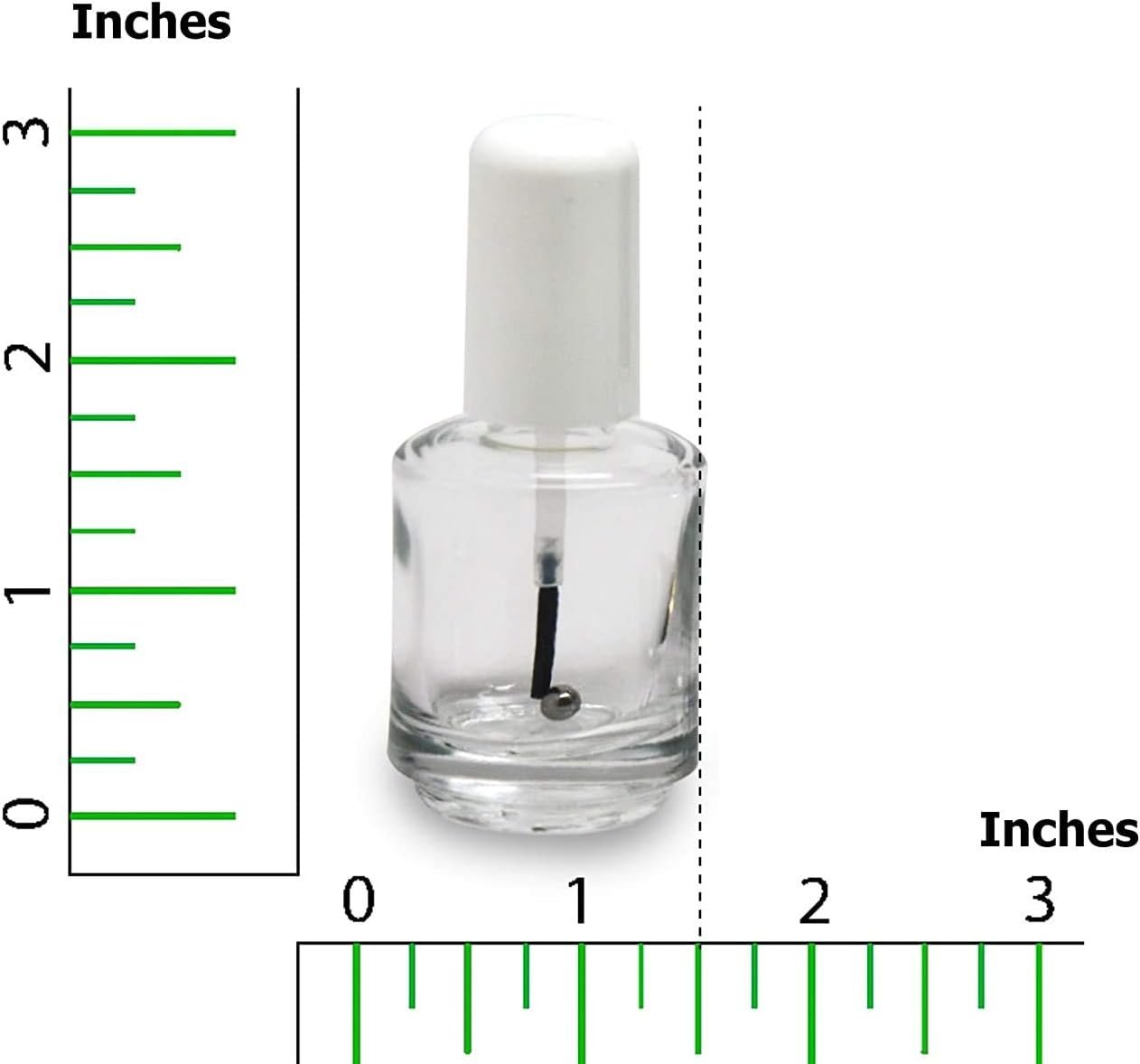 Empty Polish Bottle Clear + Brush + Mixing ball + Cap 0.5 Oz
